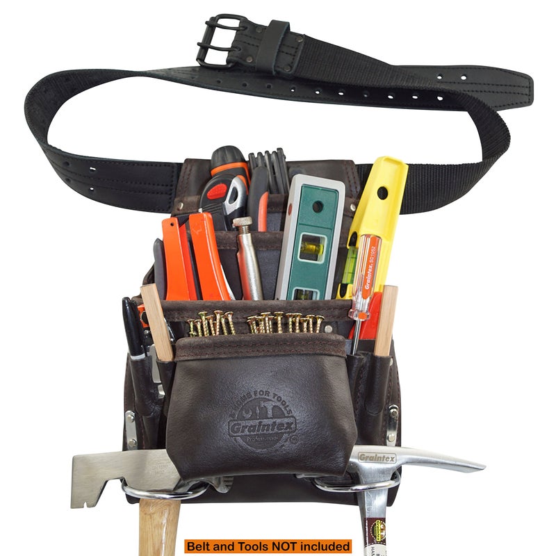 Graintex PS1234 10 Pocket Tool Pouch Oil Tanned Leather for Constructors, Electricians, Plumbers, Framers - Image 2